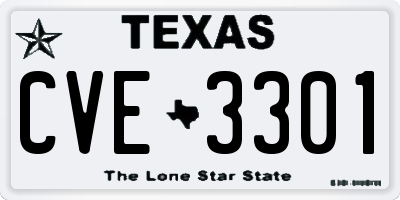 TX license plate CVE3301