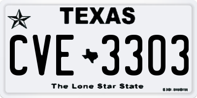 TX license plate CVE3303