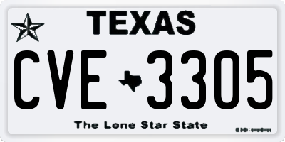 TX license plate CVE3305