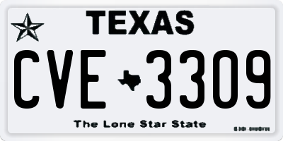 TX license plate CVE3309