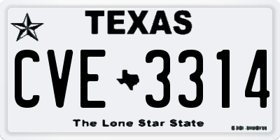 TX license plate CVE3314