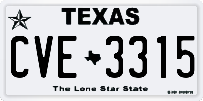 TX license plate CVE3315