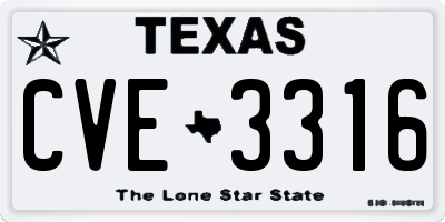 TX license plate CVE3316