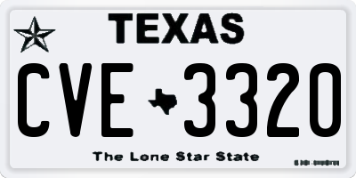 TX license plate CVE3320