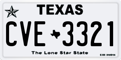 TX license plate CVE3321