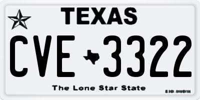 TX license plate CVE3322