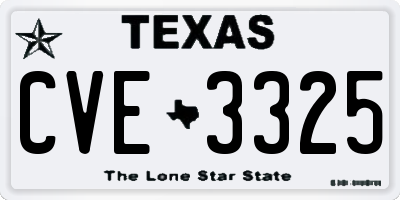 TX license plate CVE3325