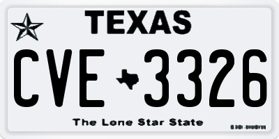 TX license plate CVE3326