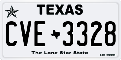 TX license plate CVE3328