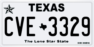 TX license plate CVE3329