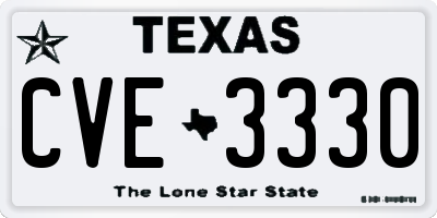 TX license plate CVE3330