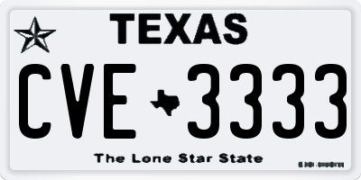 TX license plate CVE3333