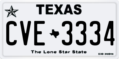 TX license plate CVE3334