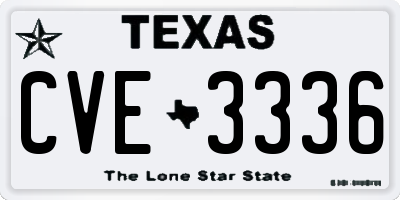 TX license plate CVE3336