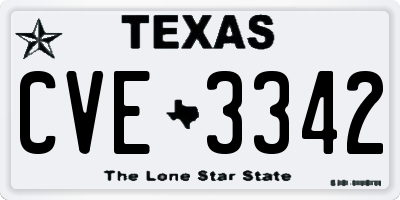 TX license plate CVE3342