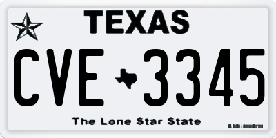 TX license plate CVE3345