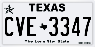 TX license plate CVE3347