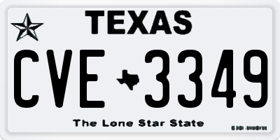 TX license plate CVE3349