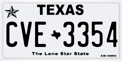 TX license plate CVE3354
