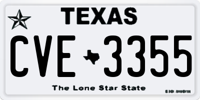 TX license plate CVE3355