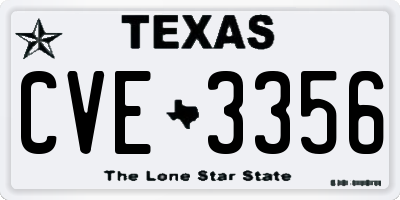TX license plate CVE3356