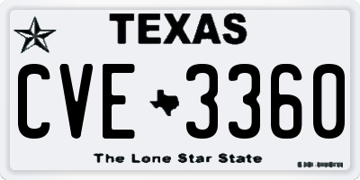 TX license plate CVE3360