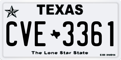 TX license plate CVE3361