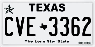 TX license plate CVE3362