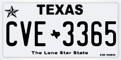 TX license plate CVE3365