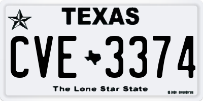 TX license plate CVE3374
