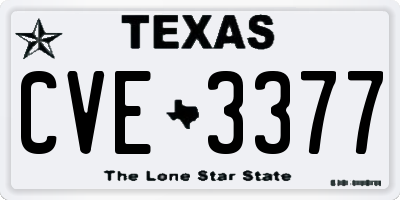 TX license plate CVE3377