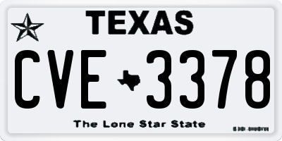 TX license plate CVE3378