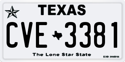 TX license plate CVE3381