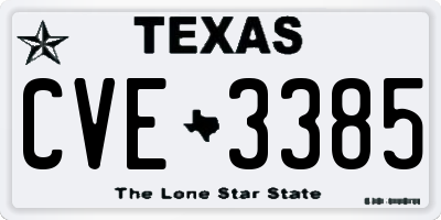 TX license plate CVE3385