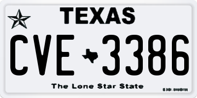 TX license plate CVE3386