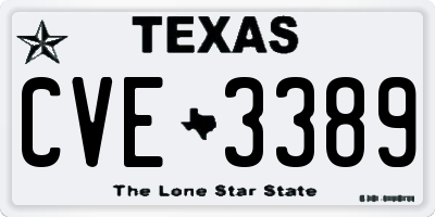 TX license plate CVE3389