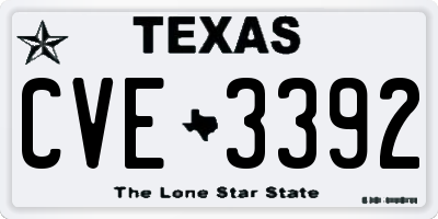 TX license plate CVE3392