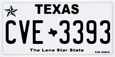 TX license plate CVE3393