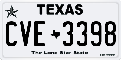 TX license plate CVE3398