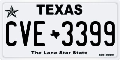 TX license plate CVE3399