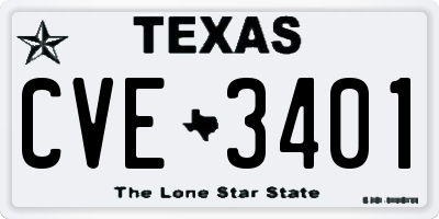 TX license plate CVE3401