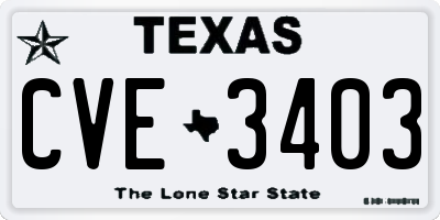 TX license plate CVE3403