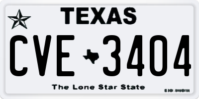 TX license plate CVE3404