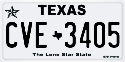 TX license plate CVE3405