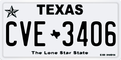 TX license plate CVE3406
