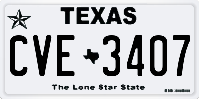 TX license plate CVE3407