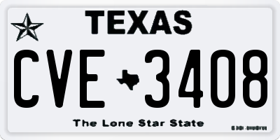 TX license plate CVE3408
