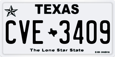 TX license plate CVE3409