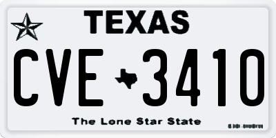 TX license plate CVE3410