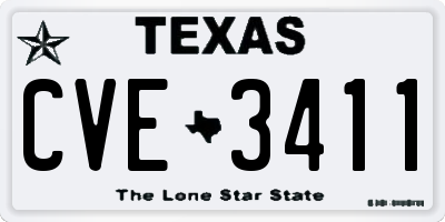 TX license plate CVE3411